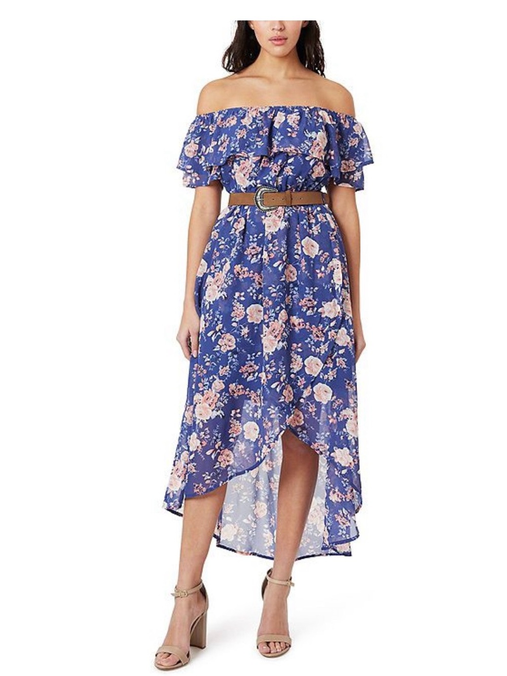 Wallflower Off-Shoulder Floral High-Low Dress Size XL